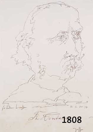 JANSSEN, HORST, PORTRÄT THEODOR FONTANE, LITHOGRAPHIE, RE. U. HANDSIGN., VON 1970, CA. 36 X 32 CM