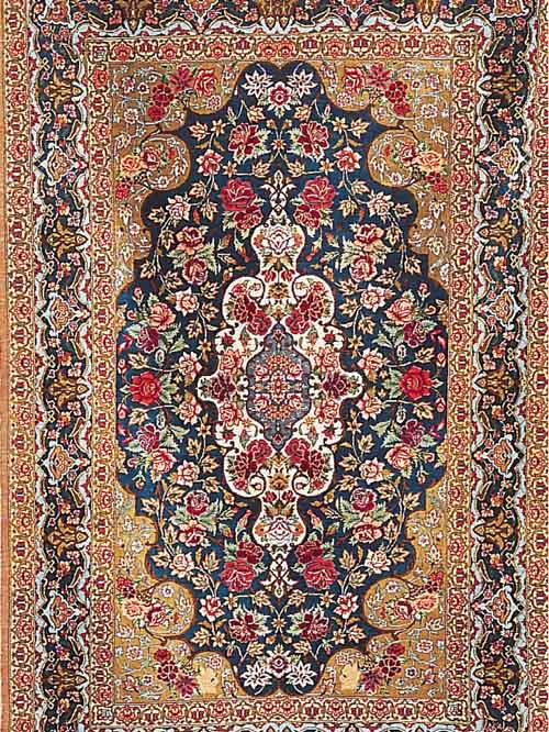 GHOM SEIDE, PERSIEN, 150 X 100CM, EHZ 1-2 REINE NATURSEIDE, CA.800.000 KN/QM, CA.10 JAHR E.CA 1 MIO KN/QM