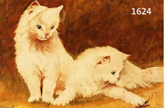 HEYER, ARTHUR, 1872 HAARHAUSEN/WESTF.-1931 STUTTGART, STUDIERTE IN BERLIN UND WIRKTE IN BUDAPEST, BEKANNTER KATZENMALER, HIER: ZWEI WEIßE ...
