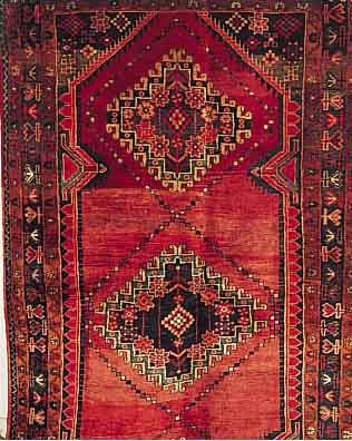 GHORDEH,PERSIEN CA 280 X 152 CM..FLOR WOLLE. EHZ 2CA 40 JAHRE.