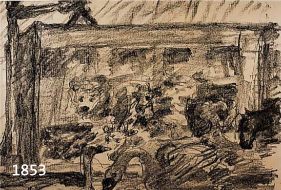 CORINTH, LOVIS, 1858-1925, DIE ARCHE MIT DER LADUNG, LITHOGRAPHIE VON 1923, AUF CHAMOISFARBENEM VELIN, BLATT 4 DER FOLGE: DIE SÜNDFLUTH, RE. U. ...