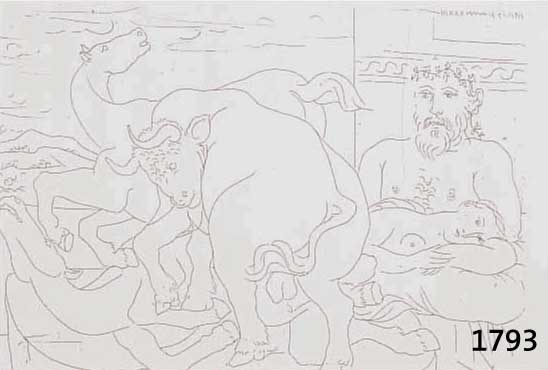 PICASSO, PABLO, 1881-1973, LE REPOS DE SCULPTEUR, RADIERUNG AUS DER NEUAUFLAGE DER SUITE VOLLARD VON 1933, AUF BÜTTEN VON RICHARD DE BAS, IN DER ...