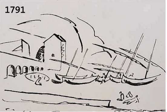 PECHSTEIN, HERMANN MAX, 1881-1955, FISCHERHAFEN, LITHOGRAPHIE VON 1919, ERSCHIENEN IM VERLAG CASSIRER BERLIN 1919, CA. 28 X 36 CM