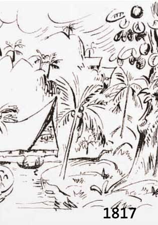PECHSTEIN, HERMANN MAX, 1881-1955, SÜDSEEDORF, LITHOGRAPHIE VON 1919, ERSCHIENEN IM VERLAG CASSIRER BERLIN 1919, CA. 28 X 36 CM