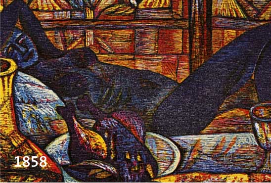 FEKETE, ESTEBAN, GEB. 1924, LA POULE, FARBHOLZSCHNITT IN 6 FARBEN, VON 1975, AUF VELIN, RE. U. HANDSIGN., CA. 24 X 35 CM