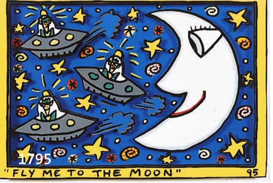 RIZZI, JAMES, FLY ME TO THE MOON, DREIDIMENSIONALE FARBLITHOGRAPHIE VON 1995, HANDSIGNIERT UND NUM. 183/350, CA. 13.5 X 20 CM, PP, U.GL., R.