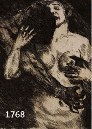 CORINTH, LOVIS, 1858-1925, UMARMUNG, RADIERUNG AUS DER ZEITSCHRIFT FÜR BILDENDE KUNST HEFT 2 1916/17, CA. 18 X 16 CM WVZ SCHWARZ NR. 203