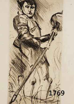 CORINTH, LOVIS, 1858-1925, ST. GEORG, RADIERUNG AUS DER ZEITSCHRIFT FÜR BILDENDE KUNST HEFT 9 1916/17, CA. 25 X 12 CM WVZ SCHWARZ NR. 280