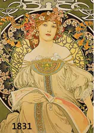 MUCHA, ALPHONSE, REVERIE, POSTHUMER ABDRUCK EINER FARBLITHOGRAPHIE VON 1986, ED GALERIE DU CENTRE, HANDSIGN. VON JIRI MUCHA, NUM. E.A. 35/35, CA. ...
