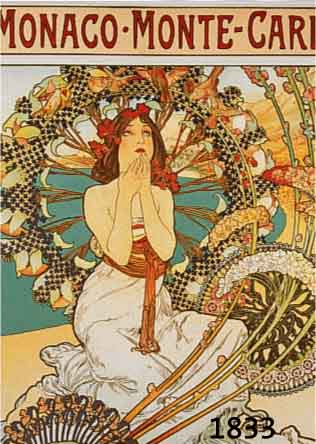 MUCHA, ALPHONSE, MONACO, POSTHUMER ABDRUCK EINER FARBLITHOGRAPHIE VON 1986, ED GALERIE DU CENTRE, HANDSIGN. VON JIRI MUCHA, NUM. 334/350, CA. 58 X ...