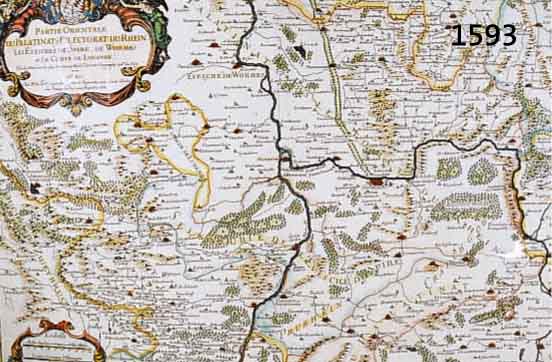 KUPFERSTICHKARTE, H. JAILLOT, 1674, ELSAß-BADEN-W.-RH.-PFALZ-SAARLAND, KOLORIERT, MIT PRACHTVOLLER KARTUSCHE, MITTELBUG GE- GLÄTTET, CA. 42 X 55 ...