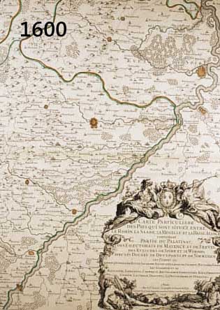 KUPFERSTICHKARTE VON JAILLOT, 1705, DER LÄNDER ZWISCHEN RHEIN, SAAR, MOSEL UND ELSAß, MIT PRACHTVOLLER KARTUSCHE, BUGFALTE GEGLÄTTET, CA. 56 X ...