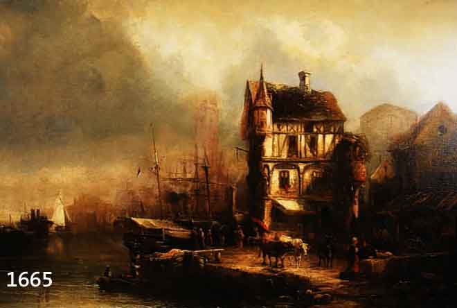 HOLLÄNDISCHER MALER, UM 1830-60, STADT AM MEER, HAFENSZENE, FEINE LASIERENDE MALEREI MIT KLEINEREN ALTEN RETUSCHEN, ÖL/LWD AUF MALKARTON ...