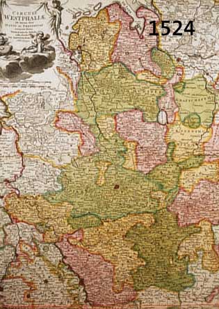 KONVOLUT VON 2 BLATT KARTEN WESTFALEN, 1.ALTKOLOR. KUPFERSTICHK. V. HOMANN, CA. 1750, CIRCULI WESTPHALIAE, IN OMNES SUOS STATUS ET PROVINCIAS MIT ...