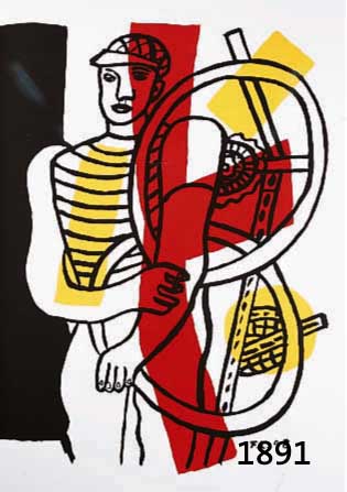 LEGER, FERNAND, 1881-1955, LE CONSTRUCTEUR, FARBLITHOGRAPHIE VON 1948, IM STEIN MONOGR., HANDSIGNIERT UND DAT., CA. 69 X 48 CM, U.GL., R.