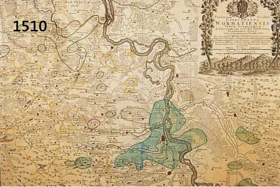 KONVOLUT VON 2 BLATT KUPFERSTICHE UND KARTEN, 1.ALTKOLOR. KUPFERSTICHK. V. HOMANN, CA. 1740, TERRITORIUM SECULARE EPISCOPATUS WORMATI ENSIS, MIT ...