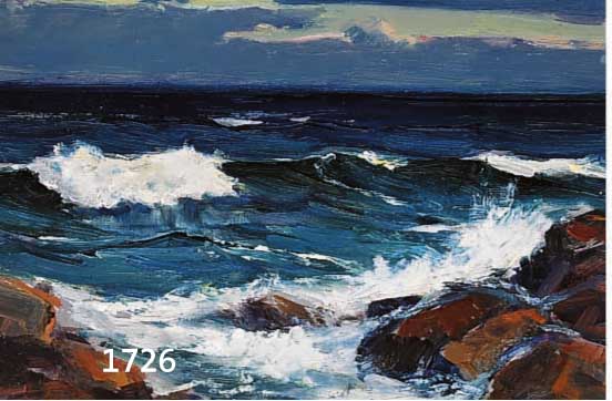 BACKHAUSEN, AAGE, SKANDINAVISCHER KÜNSTLER, UM 1930, ÖL/HARTFASER, MEERESBRANDUNG AN FELSENKÜSTE, 18X24 CM, R.