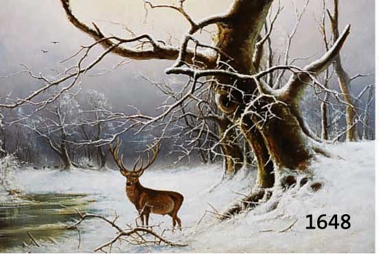 CHRISTIANSEN, NIELS HANS, *1850-1922, DÄNISCHER TIER- U. LANDSCHAFTSMALER, HIRSCH IN WINTERLANDSCHAFT, ÖL/LWD. (DOUBL.), SIGN., 61X93 CM, R.