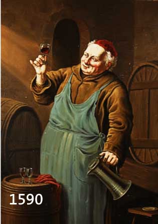 FRANKE, A., GENREMALER, 1. H. 20. JH., ÖL/LWD., MÖNCH BEI DER WEINPROBE, SIGN., 55X40 CM, R.