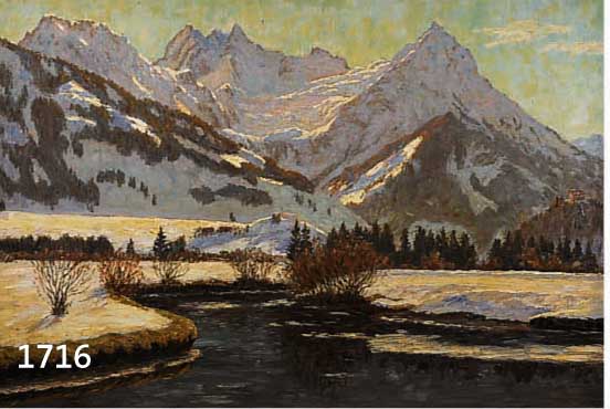 WEISE, ALEXANDER, GEB. 1883 ODESSA, WAR ANSÄSSIG IN MÜNCHEN, HIER: WINTERLICHE VOR- ALPENLANDSCHAFT MIT BACHLAUF, ÖL/LWD, RE. U. SIGNIERT, CA. ...