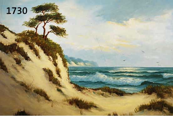 LUKAS-LARSEN, DÜSSELDORFER LANDSCHAFTS- UND MARINEMALER, 1. H. 20. JH., ÖL/LWD., SIGN., BLICK ÜBER DÜNENLANDSCHAFT AUFS MEER, 50X60CM, R.