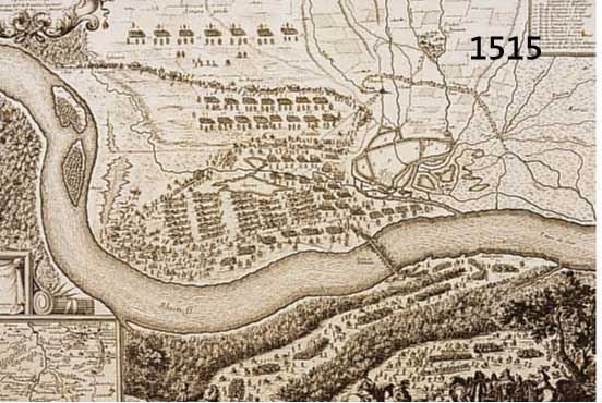 KONVOLUT VON 7 BLATT SPEYER UND UMGEBUNG, 1.KUPFERSTICH NICOLAS COCHIN, 1645 CARTE DU GOUVERNEMENT DE SPIRE, PLAN AUS DER VOGELSCHAU MIT GROßEM ...