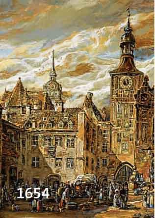 MERKEL, G., WOHL MÜNCHENER KÜNSTLER MITTE 20. JH., ANSICHT DES ALTEN MÜNCHENER RAT- HAUSES MIT FIGURENSTAFFAGE, ÖL/HARTFASER, SIGN., DAT. ...