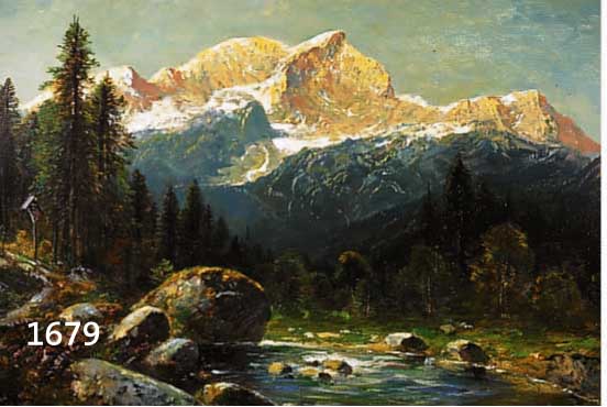 MÜLLER, MORITZ JUN., MÜNCHNER TIER- UND LANDSCHAFTSMALER, NACHGEWIESEN UM 1920-30, ZUGSPITZE VON GARMISCH-PARTENKIRCHEN AUS GESEHEN, ÖL/LWD., ...