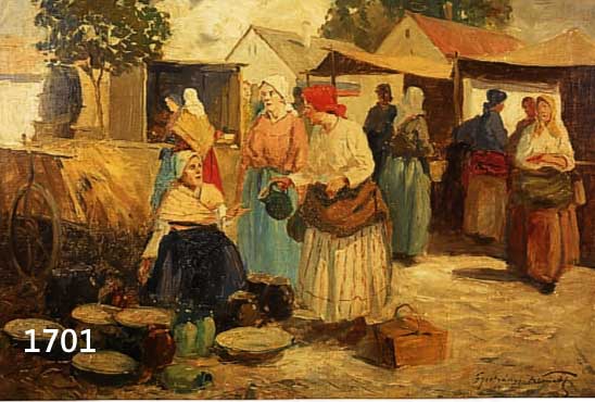 GYERTYANYI-NEMETH, GYULA, *1892 UNGARN, ÖL/LWD., BUNTES MARKTTREIBEN, SIGN., 60X80CM, R.