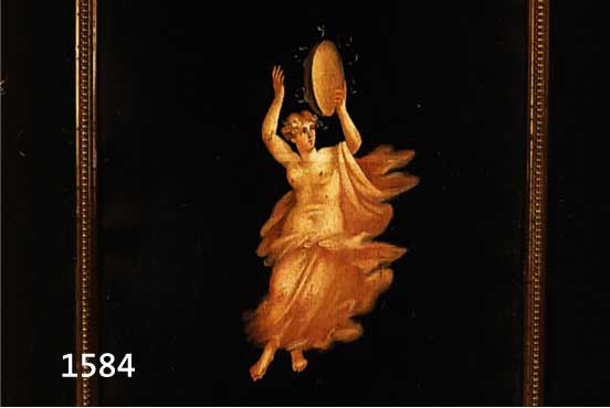 ITALIENISCHER KÜNSTLER, 19. JH., ÖL/MALKARTON, 3 GEMÄLDE IN EINEM RAHMEN, WEIB- LICHE GESTALTEN BEIM TANZ, TAMBOURINSPIEL BZW. MIT KORB MIT ...