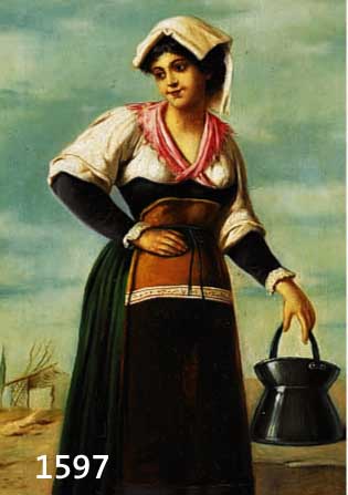 MARTINI, GIOVANNI, ITAL. KÜNSTL., 18. JH., JUNGE FRAU IN TRACHT BEIM WASSER HOLEN, ÖL/LWD., SIGN., 53 X 27 CM, R.