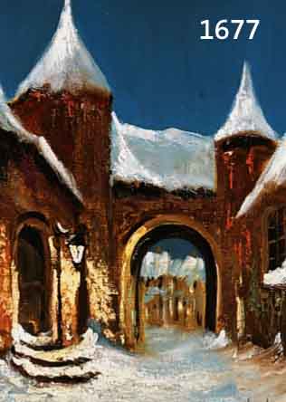 KERRELS, DEUTSCHER MALER UM 1910-20, WINTERLICHE ANSICHT EINES VERSCHNEITEN STADTTORES, ÖL/LWD, RE. U. SIGN., CA. 50 X 40 CM, R.