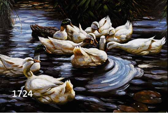 ENGSBACH, M., ZEITGEN. TRADITIONALIST, ENTEN AUF DEM WEIHER, ÖL/LWD, RE. U. SIGN., CA. 50 X 60 CM, R.