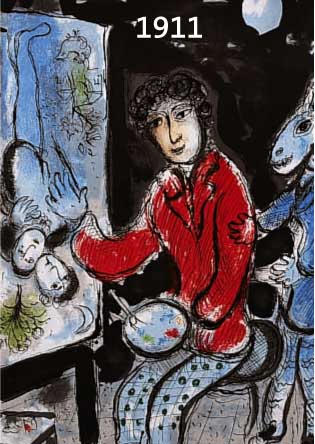 CHAGALL, MARC, FARBLITHOGRAPHIE, GEDRUCKT VON CH. SORLIER PARIS, IM STEIN SIGN., CA. 45 X 34 CM