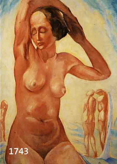 ARNOLD, CHRISTIAN, 1889-1960, WEIBLICHE AKTE, ÖL/LWD, RE. U. MONOGR. UND DAT 29, CA. 55 X 42 CM, R.
