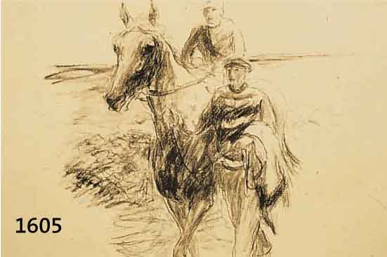 DILL, OTTO, PROF., 1884 NEUSTADT-1957 BAD DÜRKHEIM, PFERD U. JOCKEY MIT PFERDEFÜHRER, LITHOGRAPHIE, IM DRUCK SIGN., CA. 29 X 36 CM, PP, U.GL., R.