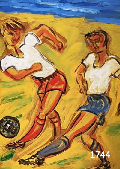 PFEFFERKORN, FELIX, 1945 BERLIN-1980, BEACH-KICKERS, ACRYL AUF HARTFASER, RE. U. MONOGR., RÜCKSEITIG SIGN. UND BETITELT, CA. 100 X 50 CM, R.