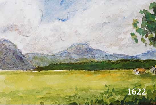 SPIRO, EUGEN, WEITE VORGEBIRSGLANDSCHAFT, AQUARELL ÜBER BLEISTIFT, LI. U. SIGN., CA. 25 X 28 CM, PP, U.GL., R.