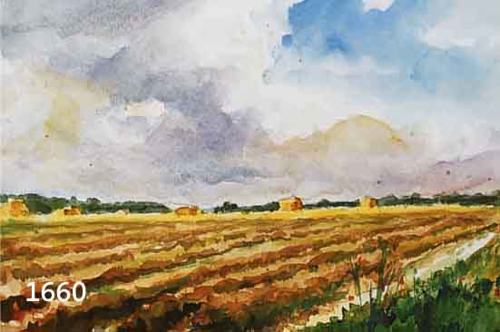 Spiro, Eugen, gepflÜgter Acker in weiter Landschaft, Aquarell, re. o. sign. und dat. 48, ca. 25 x 36 cm, PP, u.Gl., R.