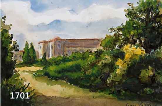 Spiro, Eugen, 1874-Breslau-1972 New York, Landschaft mit herrschaftlichem GebÄude, Aquarell, re. u. sign. und dat. 39, ca. 27 x 37 cm, PP, u.Gl., ...