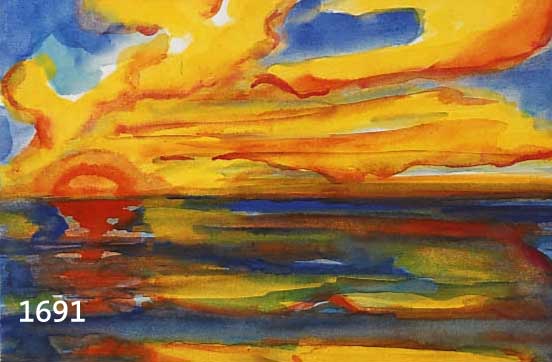 MALSKAT, LOTHAR, GEV. 1912 OSTPREUSSEN, BLICK AUF DIE SEE BEI SONNENAUFGANG, AQUARELL, RE. U. HANDSIGN., CA. 21 X 27 CM, PP, U.GL.,R.
