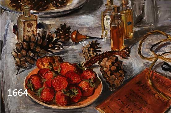 DENZLER, ERICH, GEB. 1898 ZÜRICH, STILLEBEN MIT ERDBEEREN, TANNENZAPFEN UND BUCH ÖL/LWD, CA. 42 X 52 CM, R.