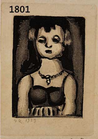 ROUAULT, GEORGES, 1871-1985, RADIERUNG, DAS MÄDCHEN, 1929 IN DER PLATTE, SOWIE HANDMONOGR. U. DATIERT, CA. 9X7 CM, PP