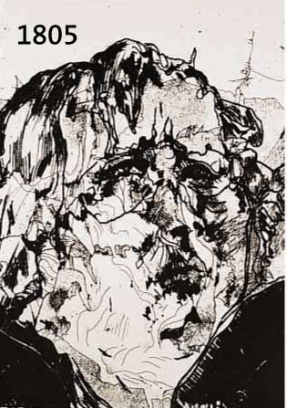 JANSSEN, HORST, 1929-1995, SELBSTBILDNIS, IM DRUCK BEZ.: HOKUSAIS SPAZIERGANG, OFFSETDRUCK, RE. U. HANDSIGNIERT UND DAT. 71, CA. 40 X 26 CM
