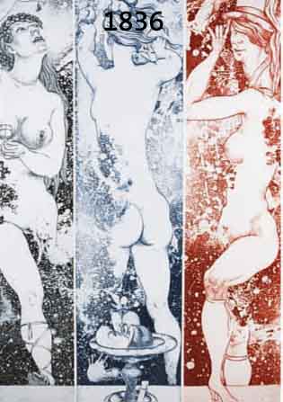 JANSCHKA, FRITZ, GEB. 1919, EROTISCHE KOMPOSITION, FARBRADIERUNG, HAND- SIGNIERT UND DAT. 71, NUM. 160/160, CA. 49 X 34 CM