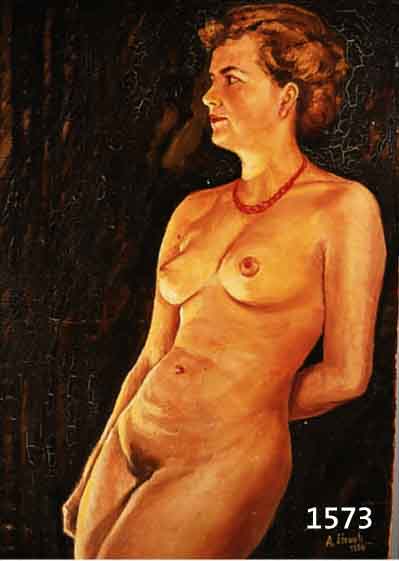 STRAUB, A., DATIERT 1956, STEHENDER WEIBL. AKT, ÖL/MALKARTON, RE.U. SIGN. UND DAT., CA. 65 X 49 CM, KRAKELIERT