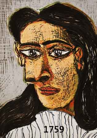 PICASSO, PABLO, TETE DE FEMME, FARBLITHOGRAPHIE, GEDRUCKT VON DESCHAMPS PARIS, CA. 34 X 43 CM