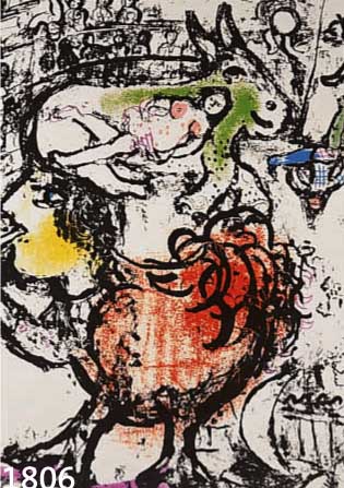 CHAGALL, MARC, PIROUETTE AU CIRQUE, FARBLITHOGRAPHIE, CA. 20 X 25 CM