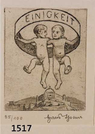 THOMA, HANS, 1839-1924, 2 RADIERUNGEN, HANDSIGN., IN DER PLATTE SIGN., DER FRIEDENSENGEL, AUS DER MAPPE ZWISCHEN DEN ZEITEN, 85/100, PP, CA. ...