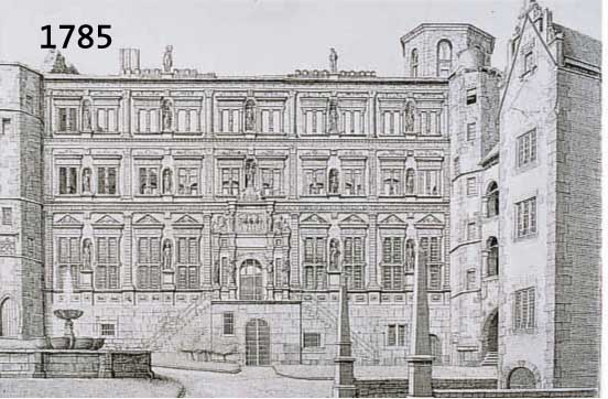 BAYER, FRANZ, GEB. 1932 MILLETITSCH/BÖHMEN, LEBT IN WIEN, ZWEI RADIERUNGEN: HEIDELBERGER SCHLOß OTTHEINRICHBAU, VON 1979, HANDSIGN., DAT. UND ...